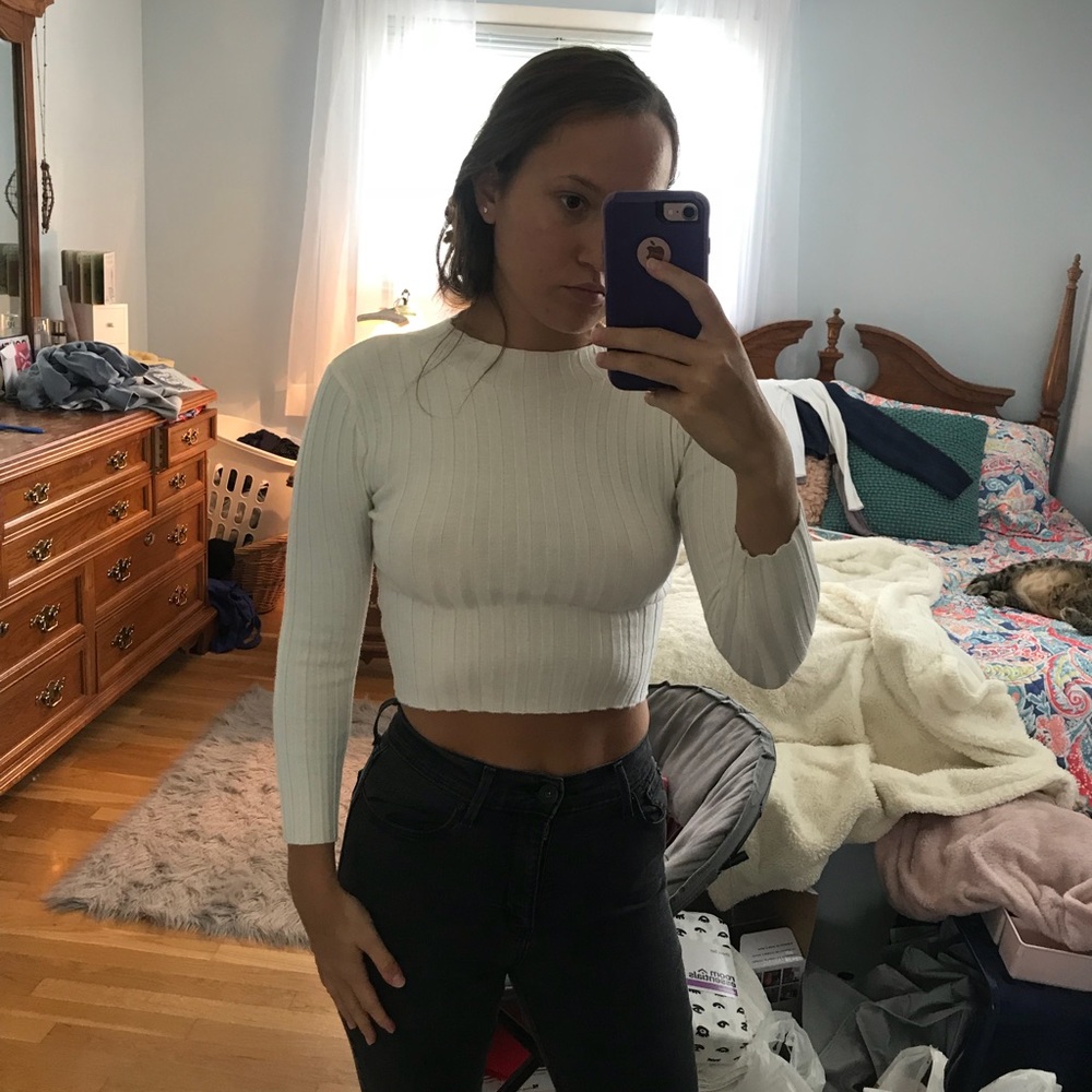 White Mock Neck Top